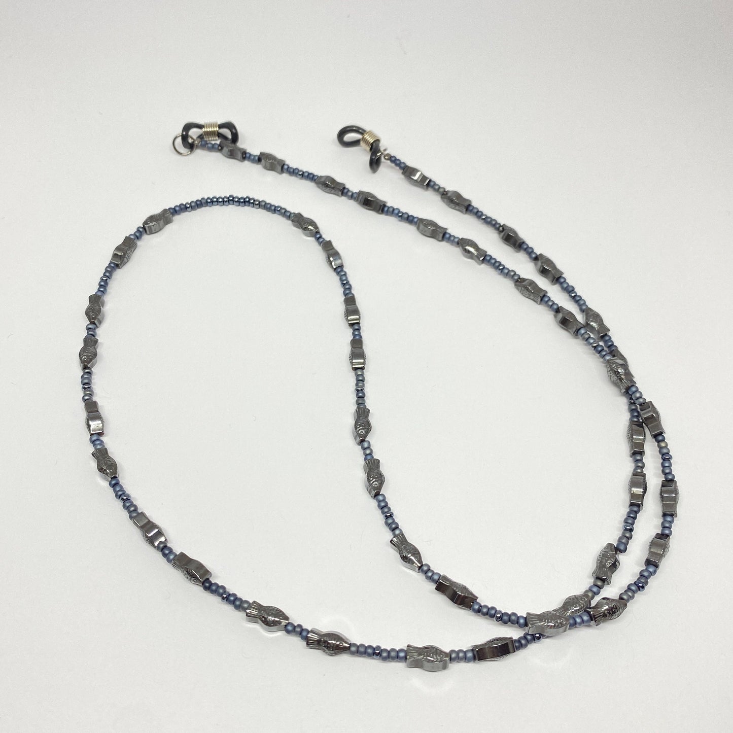 Hematite fish eyeglass chain