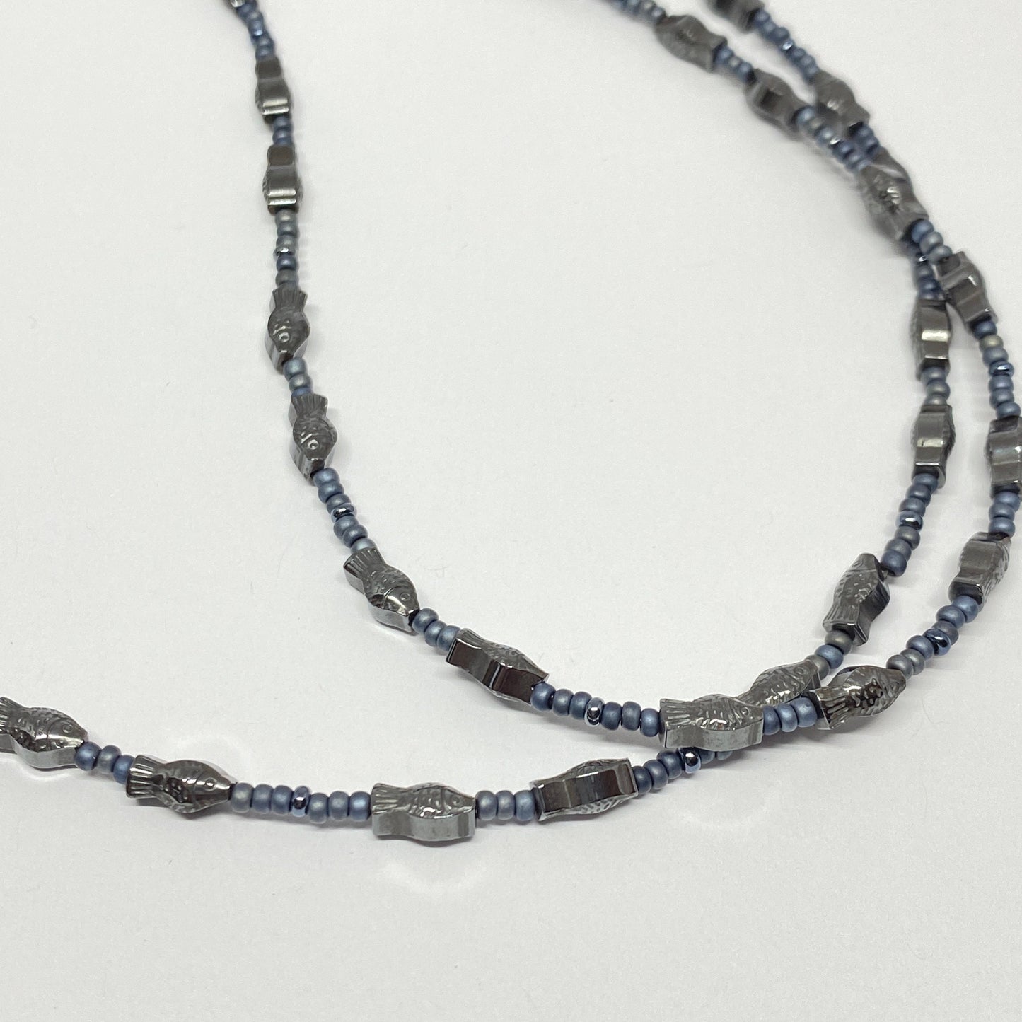 Hematite fish eyeglass chain