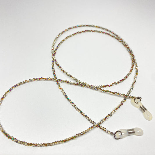 Grey crystal beaded eyeglass chain