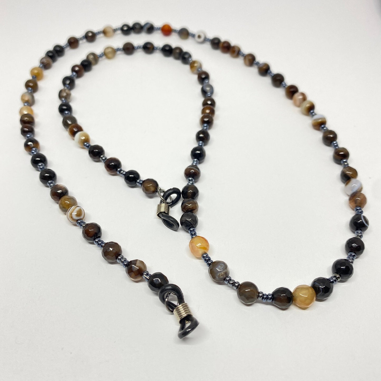 Earth toned agate bead eyeglass chain for readers or sunglasses.