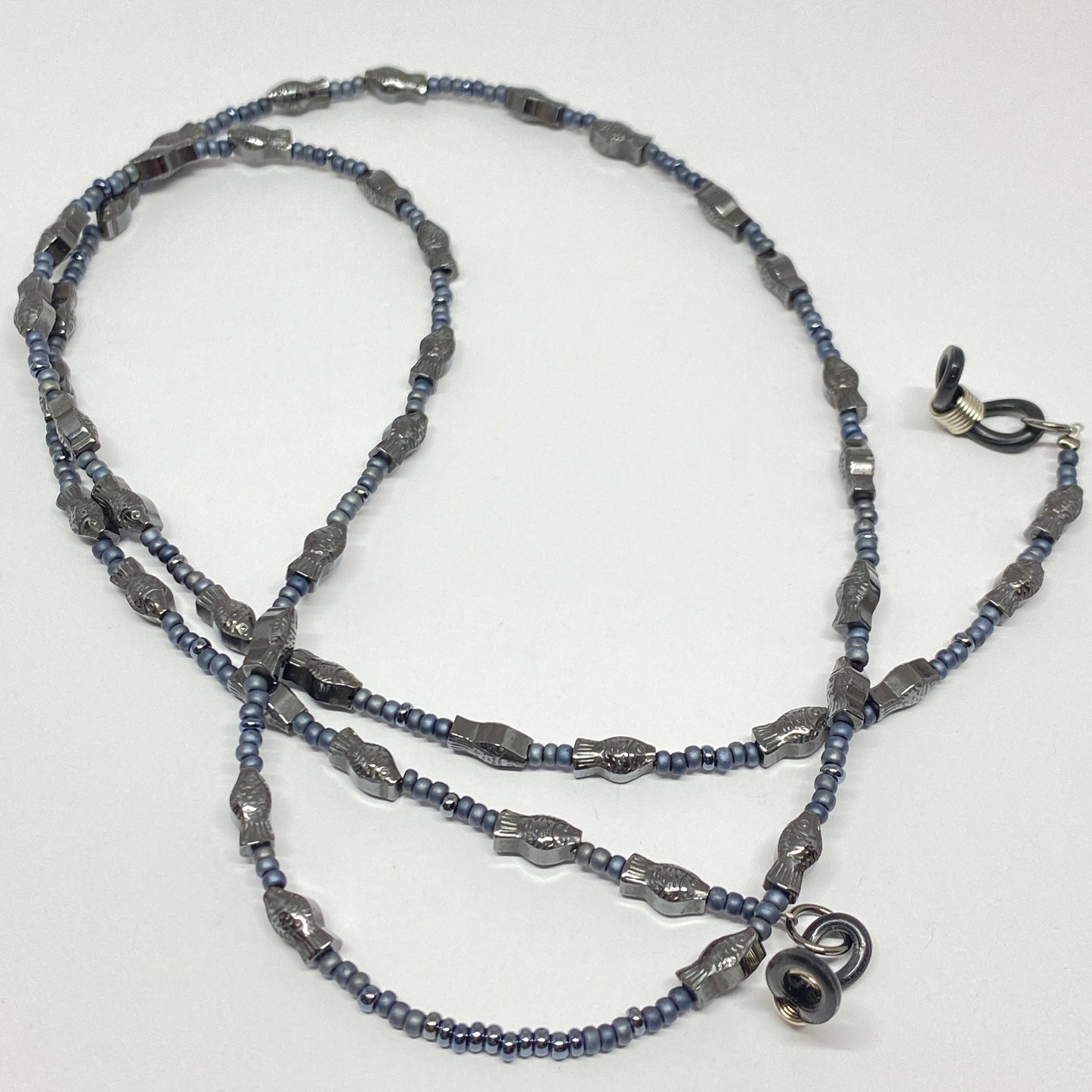 Hematite fish eyeglass chain