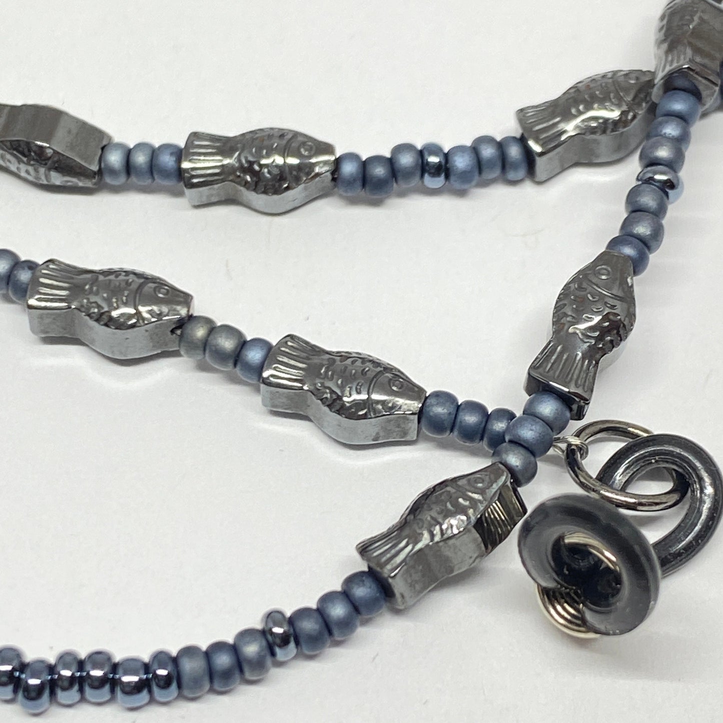 Hematite fish eyeglass chain